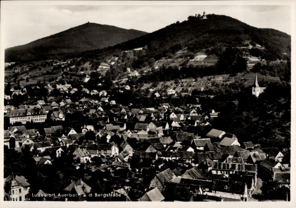Postcard Auerbach im Vogtland, climatic health resort mountains, houses, church, photo
