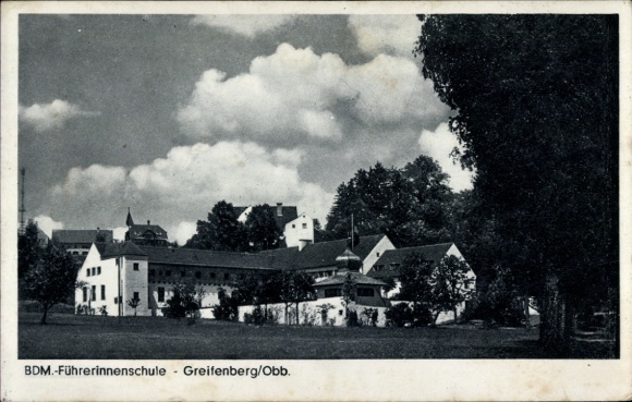 Postcard Greifenberg in Upper Bavaria, BDM leadership school, exterior view