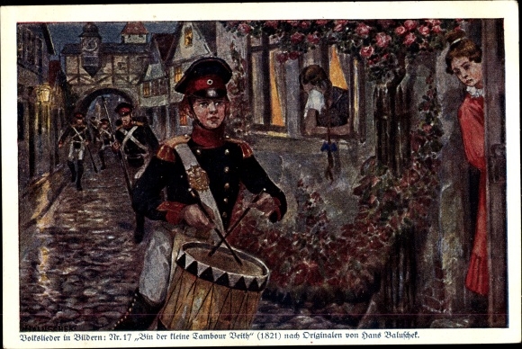 Artist PC Baluschek, Hans, folk song no. 17, I&#39;m the small drum Beith, war march