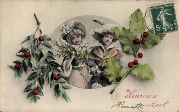 passe-partout Ak Gefeliciteerd Kerstmis, Twee Vrouwen, Hulst