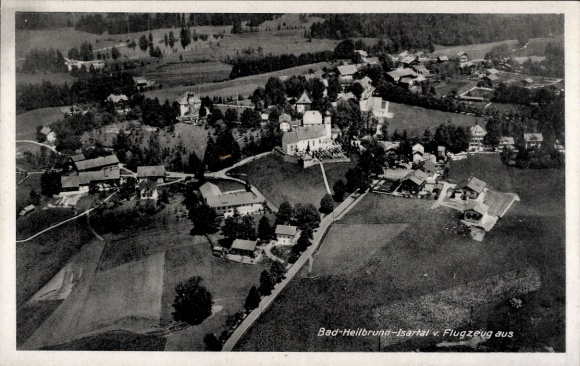 Postcard Bad Heilbrunn in Upper Bavaria, aerial photograph