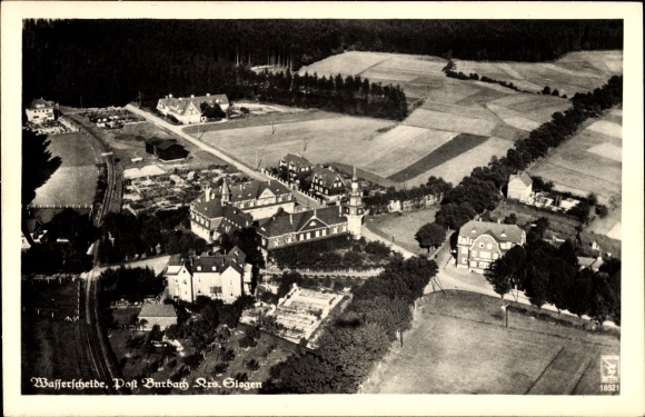 PC Burbach in Siegerland, aerial photograph, watershed