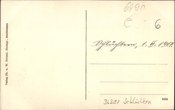 Postcard Schluechtern in the Main Kinzig district, Kgl. Teachers&#39; College with Church