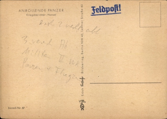 Artist Postcard Hensel, German Wehrmacht, approaching Panzer III