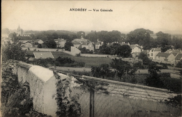 Ak Andrésy Yvelines, Blick auf  Häuser, Bäume, Kirche