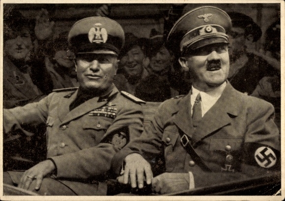 Postcard Führer and Reich Chancellor Adolf Hitler, Benito Mussolini, State Meeting, Men of the Time 126