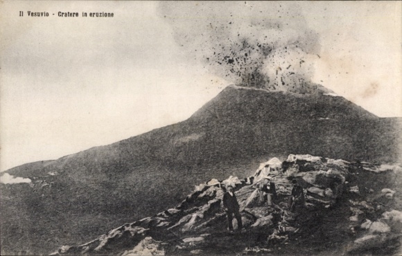 Postcard Vesuvius erupts