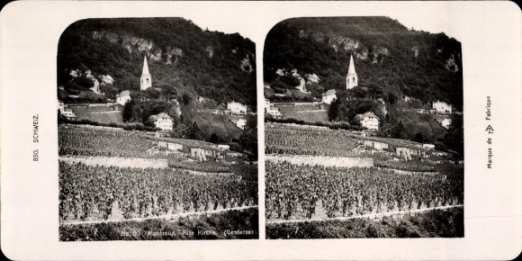 Stereo photo Montreux Canton of Vaud, Old Church