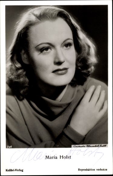 KP aktorka Maria Holst, portret, autograf
