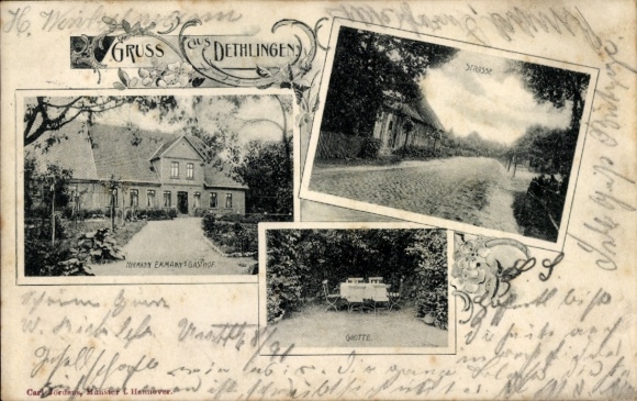Ak Dethlingen Munster an der Örtze Lüneburger Heide, Gasthaus, Straßenpartie