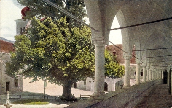 Postcard Millstatt am See Carinthia, monastery corridor