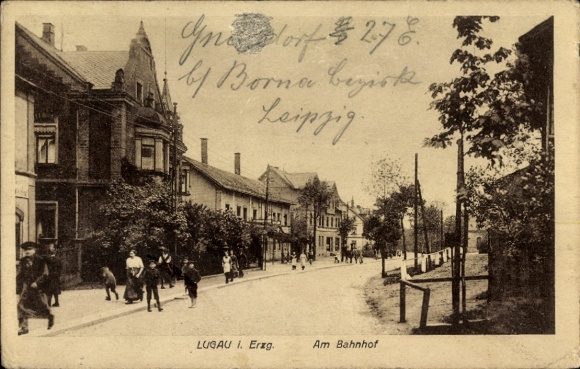 Ak Lugau im Erzgebirge, Straße am Bahnhof