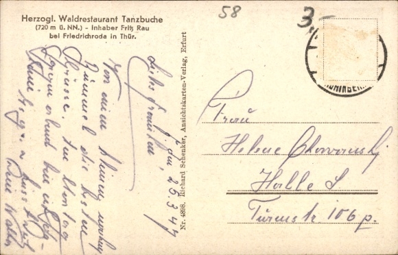 Postcard Friedrichroda in the Thuringian Forest, Waldcafé Tanzbuche