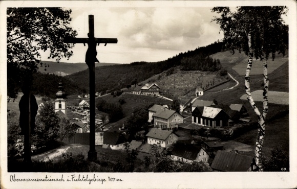 PC Oberwarmensteinach Warmensteinach in Upper Franconia, partial view, cross