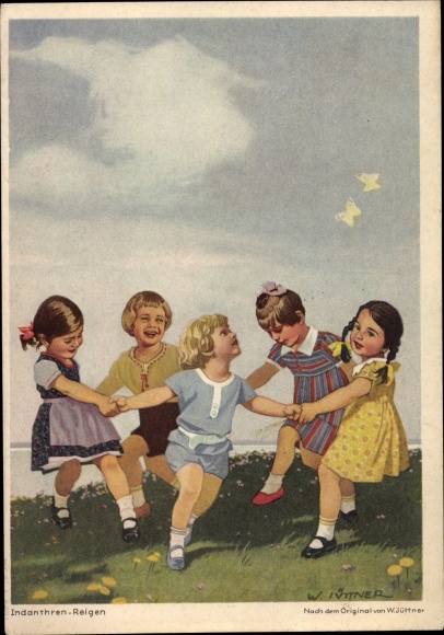 Artist PC Jüttner, W., Indanthren Reigen, children, advertising