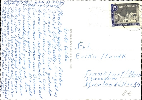 Postcard Berlin Mitte, wall on Friedrichstrasse, foreign border crossing, checkpoint