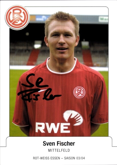 Autogrammkarte Fußballer Sven Fischer, Rot Weiss Essen, Autogramm