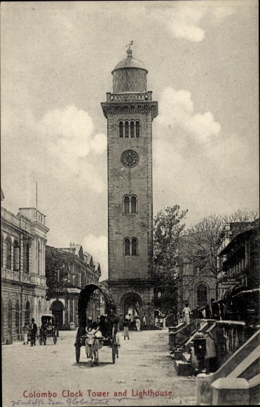 Postcard Colombo Ceylon Sri Lanka, bell tower, lighthouse