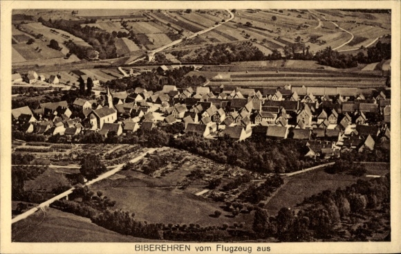 Postcard Bieberehren in Lower Franconia, aerial photograph