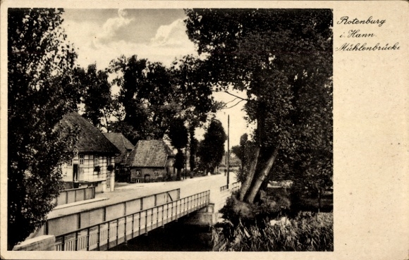 Postcard Rotenburg an der Wümme, view of the mill bridge