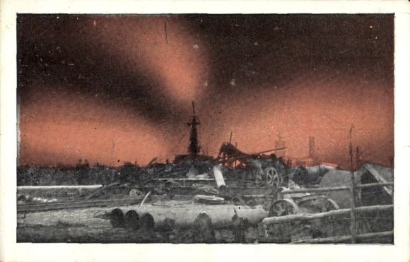 Postcard Hamburg Bergedorf Neuengamme, natural gas source, caught fire 4.11.1910
