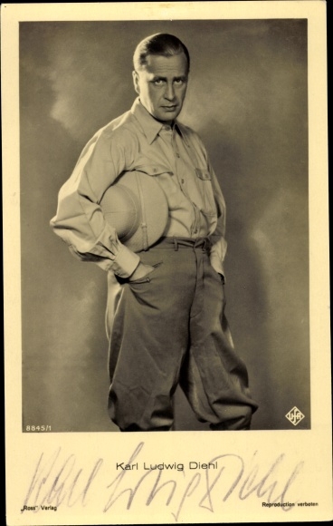 Postcard actor Karl Ludwig Diehl, Ross Verlag 8845 1, still portrait, autograph