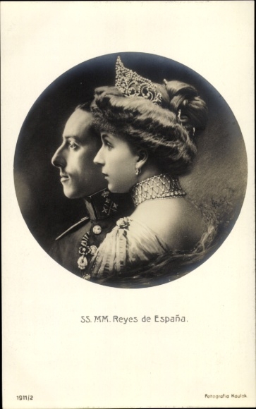 Ak König Alfonso XIII. von Spanien, Victoria Eugénie von Battenberg