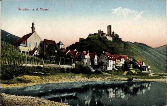 Postcard Beilstein on the Moselle, view of the town
