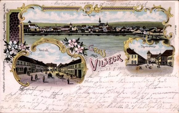 Litho Vilseck Oberpfalz Bayern, Gesamtansicht, Vorstadt