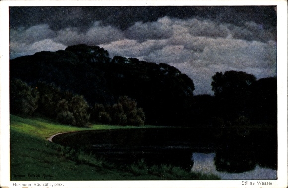 Artist Postcard Rüdisühli, Hermann, Stilles Wasser
