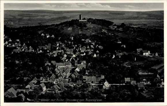 KP Steinsberg im Taunus, przysiółek z ruinami, zdjęcie lotnicze,
