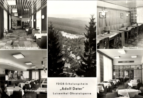 Ak Luisenthal im Thüringer Wald, FDGB Erholungsheim Adolf Deter, Innenansichten, Panorama