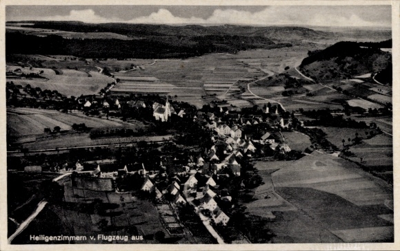 Postcard Heiligenzimmern Rosenfeld in the Zollernalbkreis Württemberg, aerial view of the village, rural landscape
