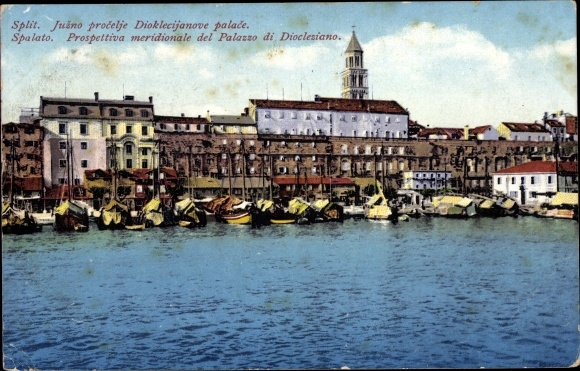 Postcard Split Spalato Croatia, Diocletian&#39;s Palace, City View, Photochromia Purger