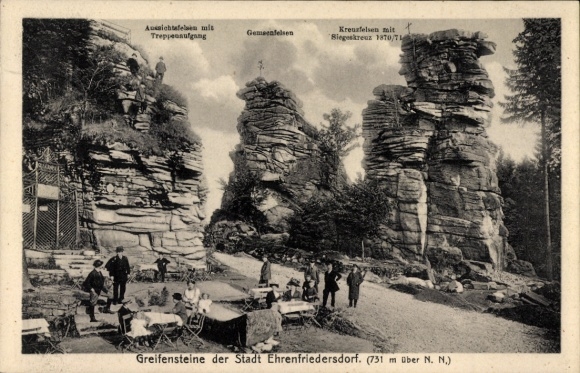 Ak Ehrenfriedersdorf im Erzgebirge, Greifensteine, Terrassenpartie, Berghaus