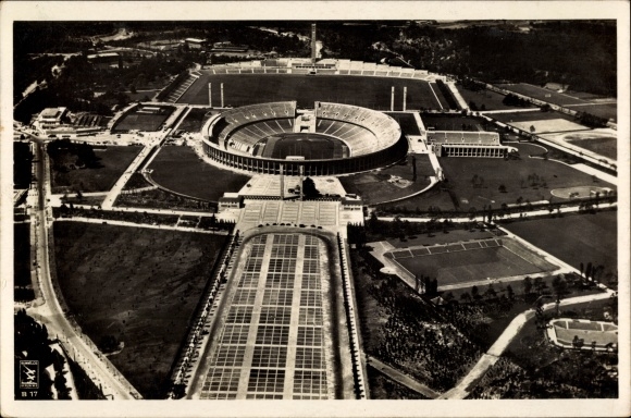 PC Berlin Charlottenburg Westend, aerial photograph of the Olympic Stadium, arena, Reichssportfeld