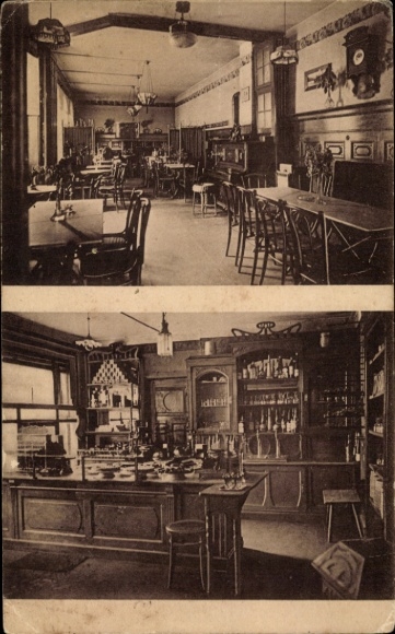 Postcard Ketzin an der Havel, Schomburgs Cafe and Confectionery, interior view