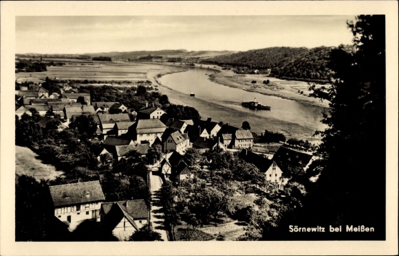 Ansichtkaart Sörnewitz Cavetitz in Saksen, panorama, stoomboot