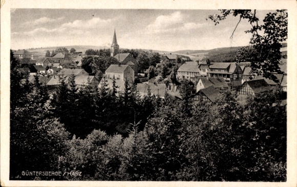 Ak Güntersberge Harzgerode am Harz, algemeen beeld, kerk