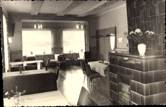 Postcard Bad Suderode Quedlinburg in the Harz Mountains, Café Forbrich, fireplace