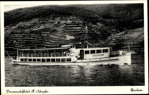 Postcard passenger ship MS Deutschland, passenger shipping H. Schrepfer, Ginsheim