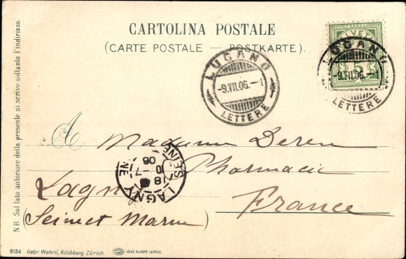 Postcard Morcote Canton Ticino, town seen from the lake