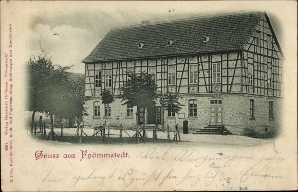 Postcard Frömmstedt Kindelbrück in Thuringia, view of a half-timbered house