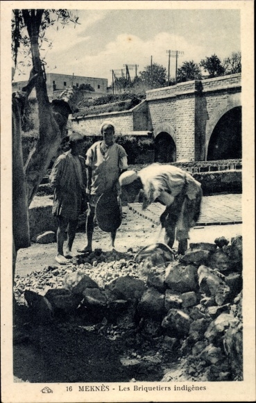 Postcard Meknes Marokko, Indigenous Brickmakers
