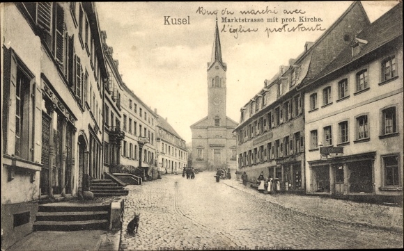 PC Kusel in the Palatinate, market street with prot. Church