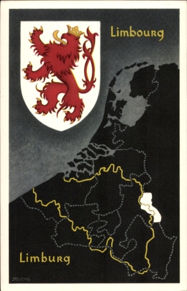 Coat of arms maps Postcard Limburg Belgium, Le Peuple Belge Album II Series 23 No. 112