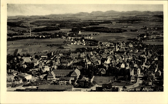 Postcard Wangen im Allgäu, aerial photograph