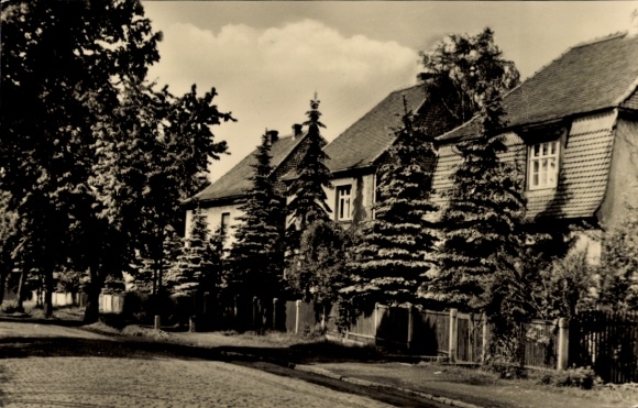 Postcard Klostermansfeld in Saxony-Anhalt, residential buildings in Bahnhofstraße