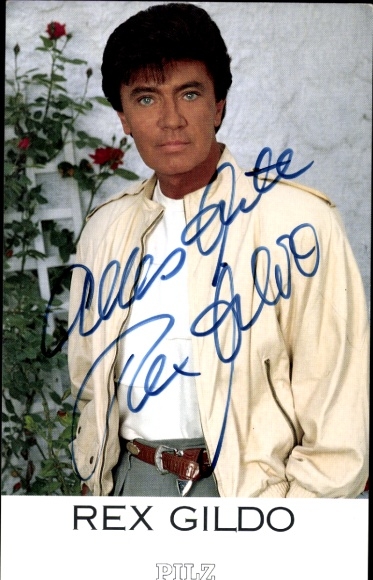 Photo singer and actor Rex Gildo, autograph