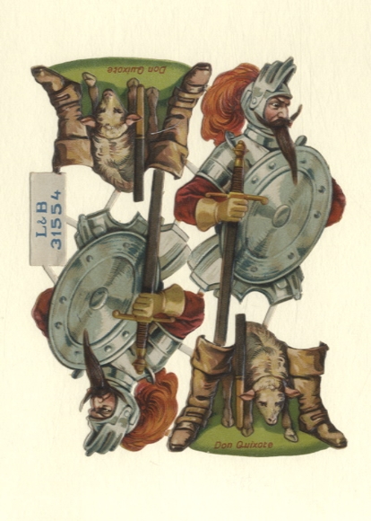 Wafelblok van 4, L&B 31554, Don Quixote, ca. 14 x 11 cm